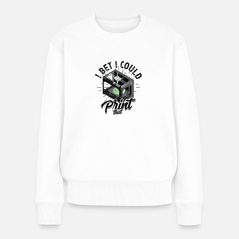 Je parie que je pourrais imprimer ça - machiniste cnc - Pull Premium bio Femme - blanc
