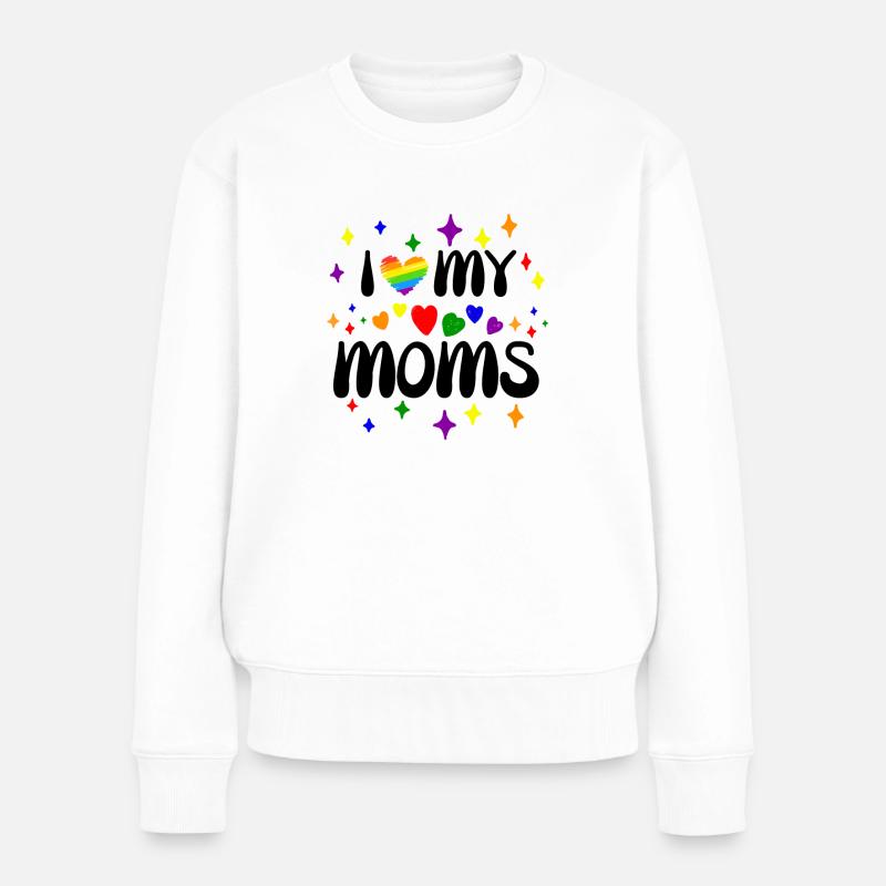 I Love My Moms Pride - Frauen Premium Bio Pullover - Weiß