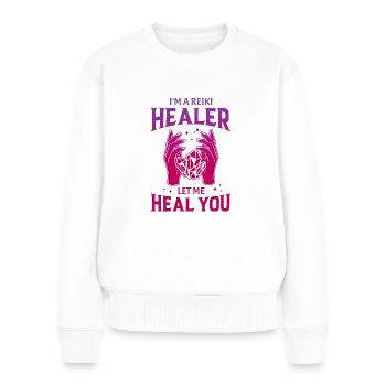 Médecine Reiki Guérisseur Énergie Positive - Pull Premium bio Femme - blanc - Devant - Julia (174cm)