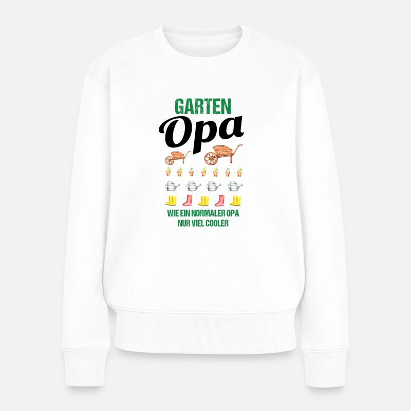 Garten Opa Lustiger Spruch Geschenk Herren - Frauen Premium Bio Pullover - Weiß