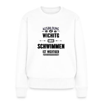 Lustiges Sprüche Design Schwimmen Cooler Spruch - Frauen Premium Bio Pullover - Weiß - Vorne - Julia (174cm)
