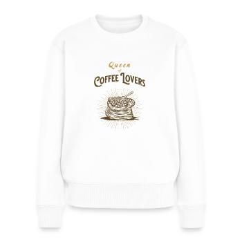 Queen of Coffee Lovers Retro Vintage Coffee Beans - Women's Premium Organic Jumper - white - Front - Julia (174cm)