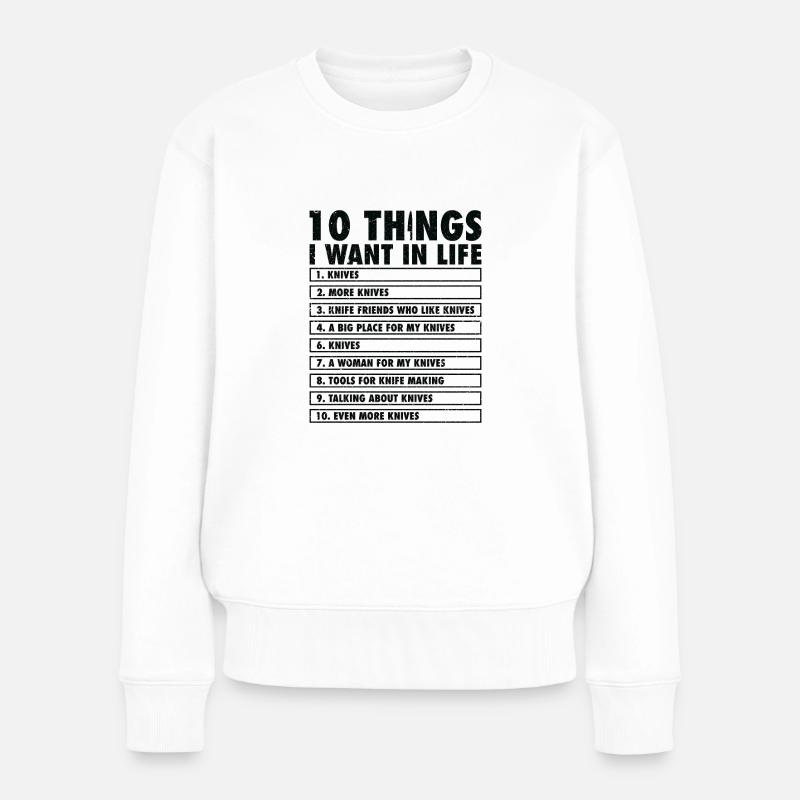 Messer Selbst Schmieden Damast Stahl Schmied - Frauen Premium Bio Pullover - Weiß