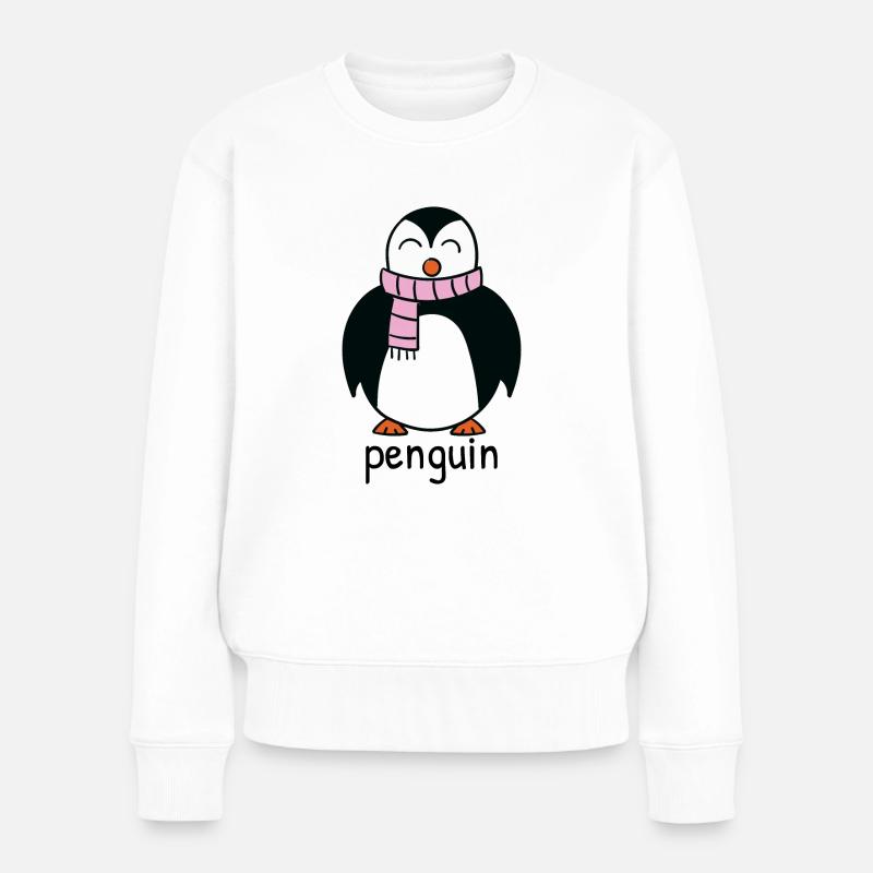 Winterpinguin - Frauen Premium Bio Pullover - Weiß