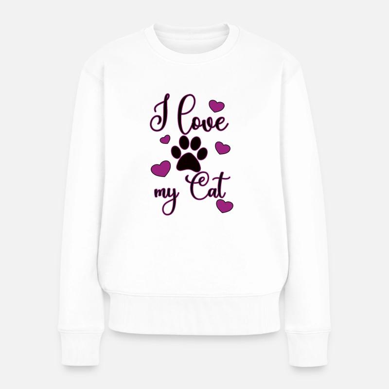 I love my Cat - Frauen Premium Bio Pullover - Weiß