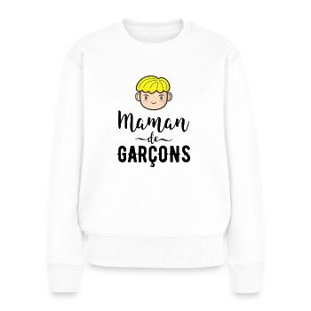 Mama von Jungen Geschenk Mutter Muttertag - Frauen Premium Bio Pullover - Weiß - Vorne - Julia (174cm)