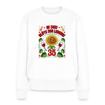 35 Geburtstag Geschenk lustig 35. Jubiläum Blumen - Frauen Premium Bio Pullover - Weiß - Vorne - Julia (174cm)