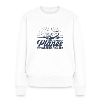 Flugzeug Pilot Flugzeuge Flugzeug Landung Geschenk - Frauen Premium Bio Pullover - Weiß - Vorne - Julia (174cm)
