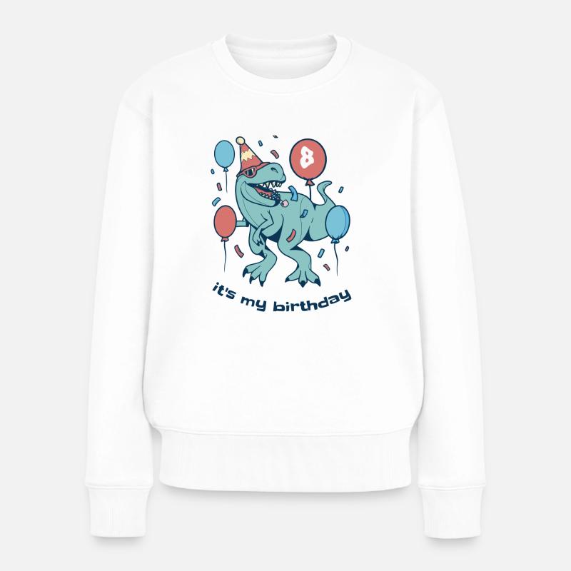 Its my Birthday Dino - Frauen Premium Bio Pullover - Weiß