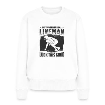 Football Lineman Leben Lustig Gutaussehend - Frauen Premium Bio Pullover - Weiß - Vorne - Julia (174cm)