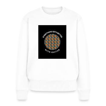 Everything get's better with Guitar (Muster) - Frauen Premium Bio Pullover - Weiß - Vorne - Julia (174cm)