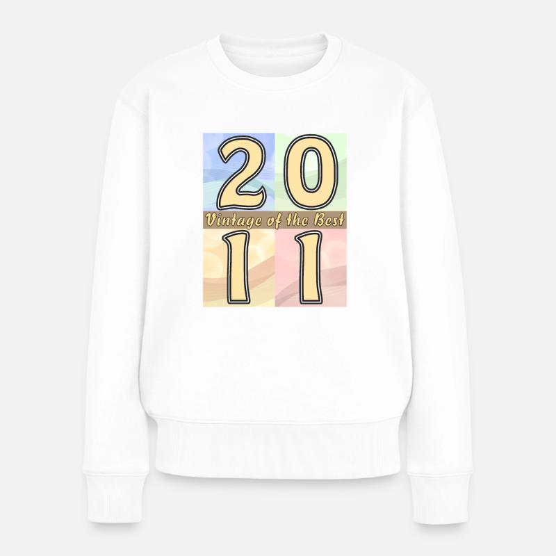 GEBURTSTAG JAHRESZAHL 2011 - Frauen Premium Bio Pullover - Weiß