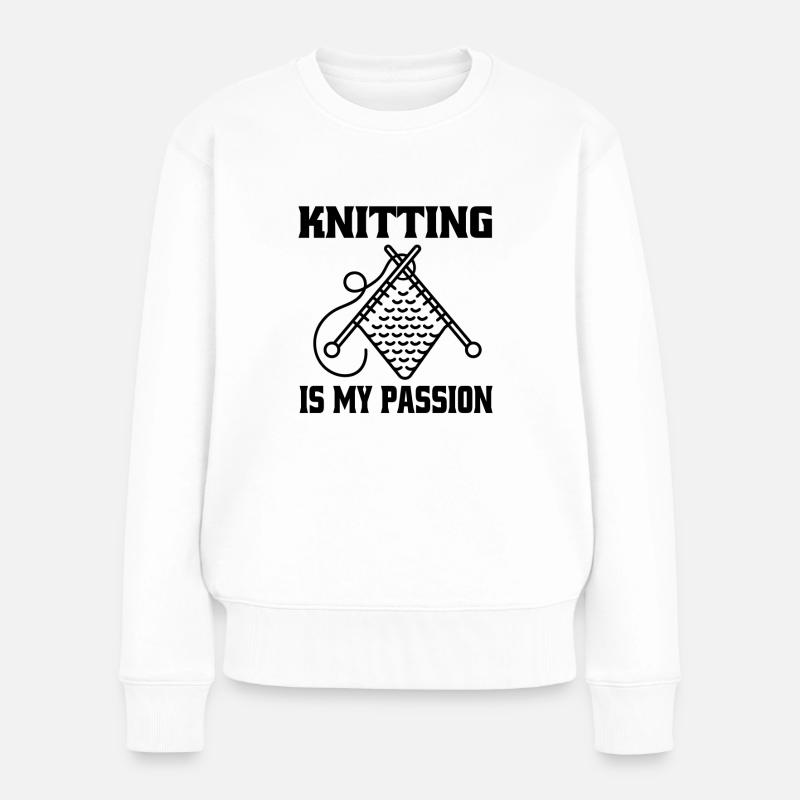 Stricken Geschenk Schneiderin Häkeln Nähen - Frauen Premium Bio Pullover - Weiß