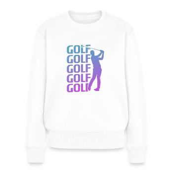 Retro Vintage Classic Golf Golfing Golfer - Frauen Premium Bio Pullover - Weiß - Vorne - Julia (174cm)