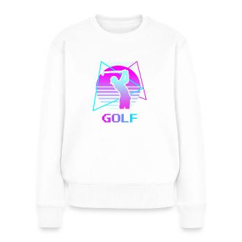 Retro Vintage Classic Golf Golfing Golfer - Frauen Premium Bio Pullover - Weiß - Vorne - Julia (174cm)