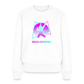 Escalade de bloc classique rétro vintage - Pull Premium bio Femme - blanc - Devant - Julia (174cm)