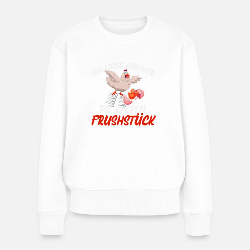 Funny Chicken - Frauen Premium Bio Pullover - Weiß