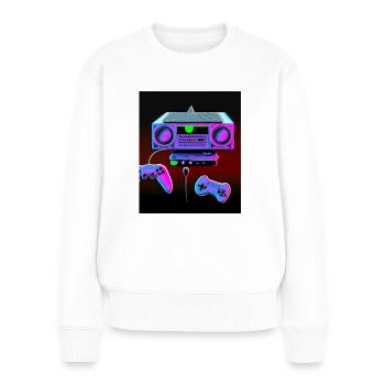 Vaporwave Aesthetic Retro Gaming Konsole - Frauen Premium Bio Pullover - Weiß - Vorne - Julia (174cm)