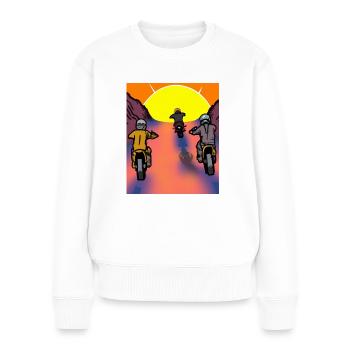 Vaporwave Aesthetic Sonnenuntergang Berge - Frauen Premium Bio Pullover - Weiß - Vorne - Julia (174cm)