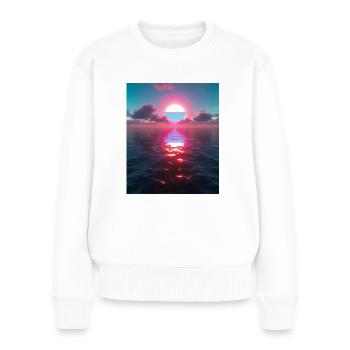 Vaporwave Aesthetic Sonnenuntergang Meer - Frauen Premium Bio Pullover - Weiß - Vorne - Julia (174cm)