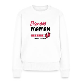 bientôt maman - Pull Premium bio Femme - blanc - Devant - Julia (174cm)