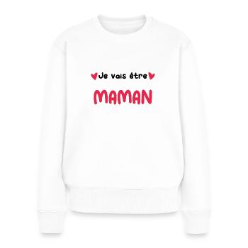 je vais être Maman cadeau naissance future maman - Pull Premium bio Femme - blanc - Devant - Julia (174cm)