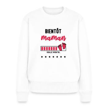 bientôt maman - Pull Premium bio Femme - blanc - Devant - Julia (174cm)