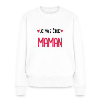 je vais être Maman Annonce grossesse future maman - Pull Premium bio Femme - blanc - Devant - Julia (174cm)