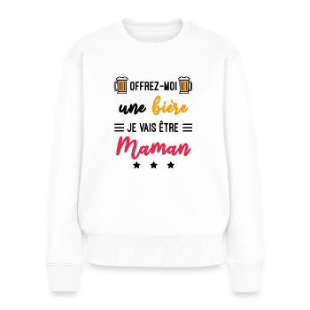 offrez moi bière maman cadeau future maman - Pull Premium bio Femme - blanc - Devant - Julia (174cm)