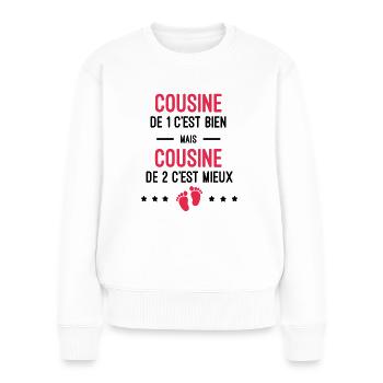 cadeau naissance jumeaux cousine - Pull Premium bio Femme - blanc - Devant - Julia (174cm)
