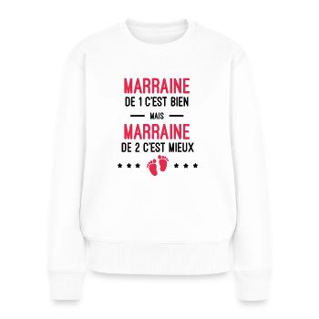 cadeau naissance jumeaux marraine - Pull Premium bio Femme - blanc - Devant - Julia (174cm)