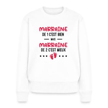 annonce grossesse jumeaux marraine - Pull Premium bio Femme - blanc - Devant - Julia (174cm)