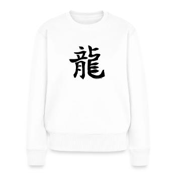 Signe du zodiaque chinois Dragon - Pull Premium bio Femme - blanc - Devant - Julia (174cm)