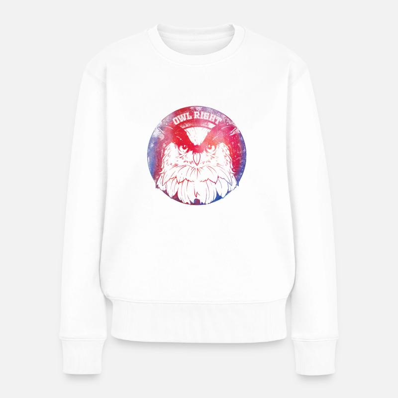 Owl Right Alright Eule Wortspiel - Frauen Premium Bio Pullover - Weiß