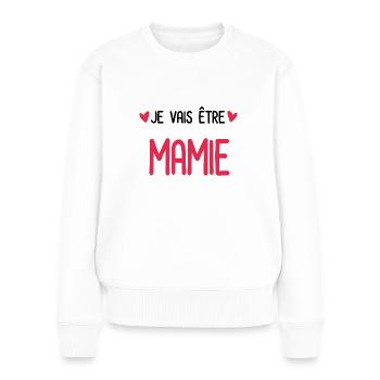 je vais être Mamie Annonce grossesse future Mamie - Pull Premium bio Femme - blanc - Devant - Julia (174cm)