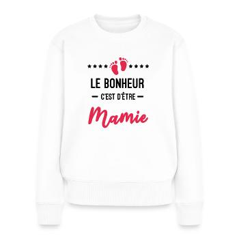 bonheur être Mamie Annonce grossesse future Mamie - Pull Premium bio Femme - blanc - Devant - Julia (174cm)