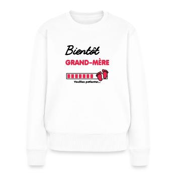Bientôt grand-mère Annonce grossesse grand-mère - Pull Premium bio Femme - blanc - Devant - Julia (174cm)