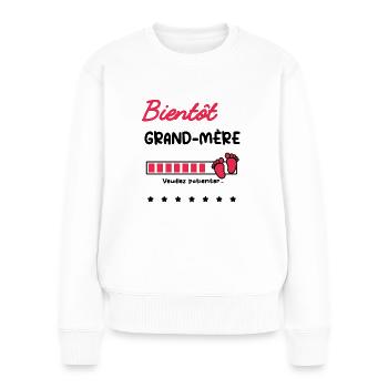 bientôt grand-mère cadeau future mamie - Pull Premium bio Femme - blanc - Devant - Julia (174cm)