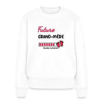 Annonce grossesse mamie Future grand-mère - Pull Premium bio Femme - blanc - Devant - Julia (174cm)