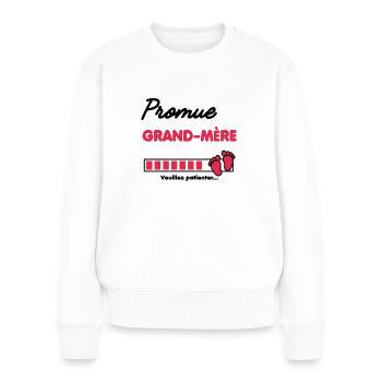 promue grand-mère Annonce grossesse grand-mère - Pull Premium bio Femme - blanc - Devant - Julia (174cm)