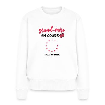 grand-mère en cours Annonce grossesse grand-mère - Pull Premium bio Femme - blanc - Devant - Julia (174cm)