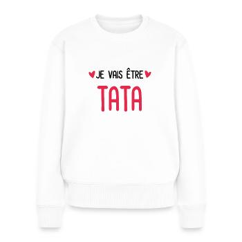 je vais être Tata Annonce grossesse future Tata - Pull Premium bio Femme - blanc - Devant - Julia (174cm)