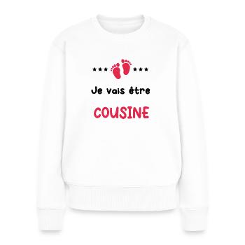 je vais être Cousine future Cousine - Pull Premium bio Femme - blanc - Devant - Julia (174cm)