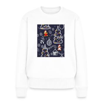Motif festif sans couture avec arbre de Noël - Pull Premium bio Femme - blanc - Devant - Julia (174cm)