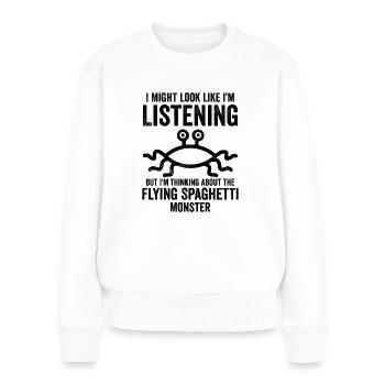Fliegendes Spaghettimonster FSM - Frauen Premium Bio Pullover - Weiß - Vorne - Julia (174cm)