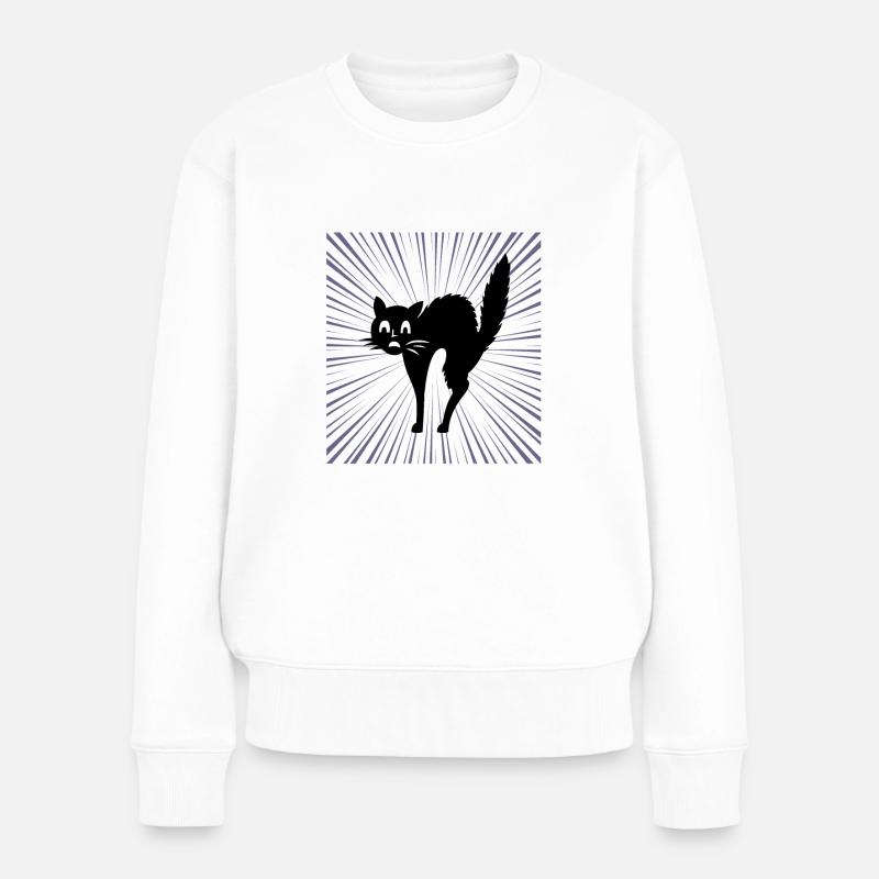 Schwarze katze - Frauen Premium Bio Pullover - Weiß
