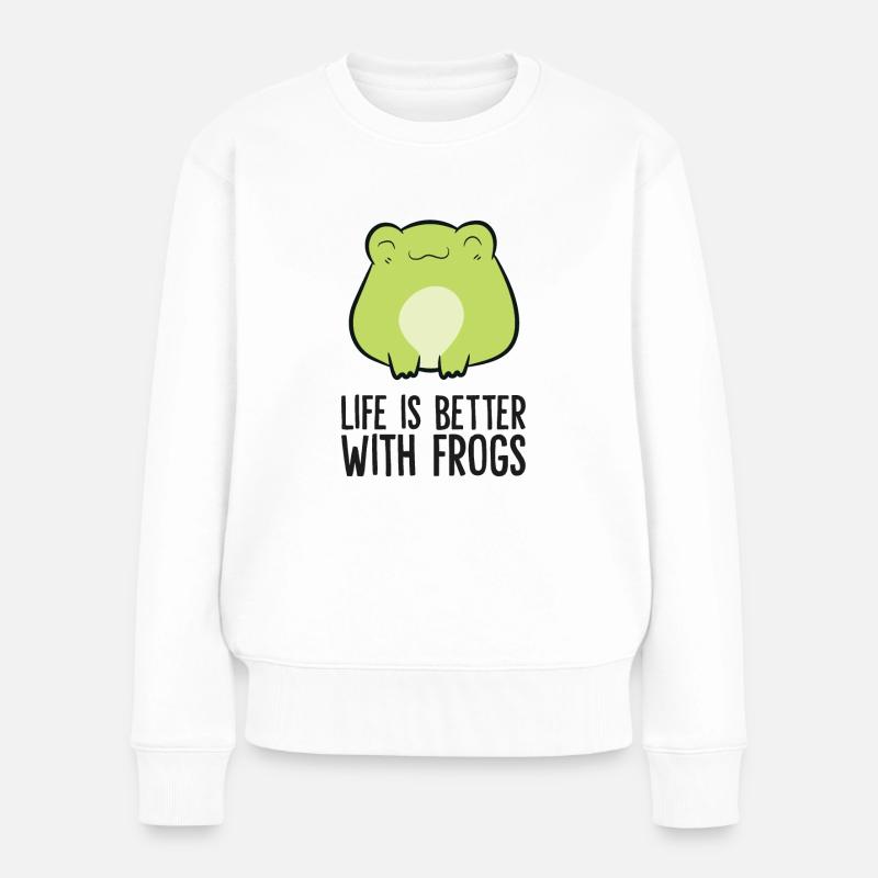 Amateurs de grenouilles La vie est meilleure avec les grenouilles - Pull Premium bio Femme - blanc
