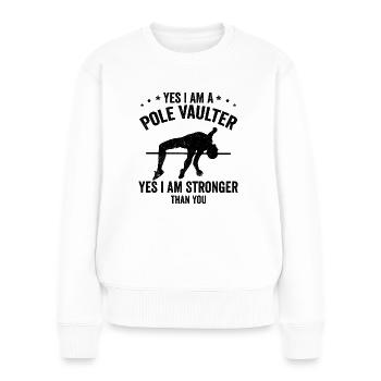 Stabhochsprung - Frauen Premium Bio Pullover - Weiß - Vorne - Julia (174cm)