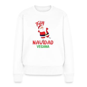 Feliz Navidad Vegana - Frauen Premium Bio Pullover - Weiß - Vorne - Julia (174cm)