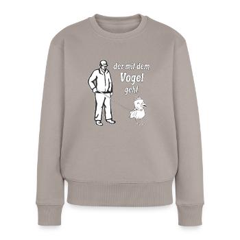 DER MIT DEM VOGEL GEHT - Frauen Premium Bio Pullover - Taupe - Vorne - Julia (174cm)